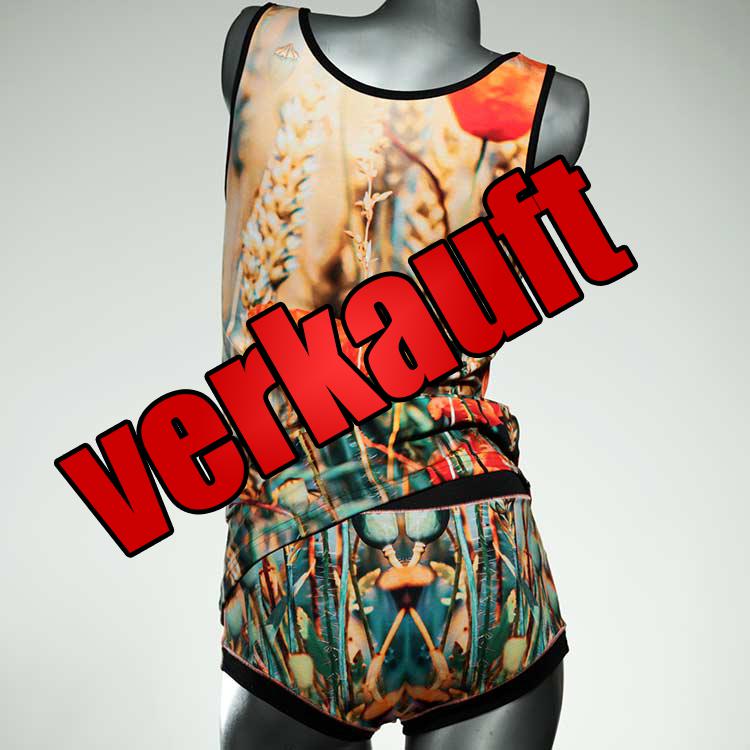 gemusterte sexy ökologische nachhaltige Unterwäsche Set für DamenPanty / Hotpant mit Top aus Baumwolle
