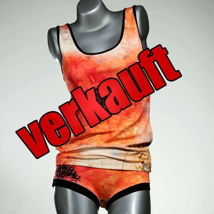 gemusterte sexy ökologische nachhaltige Unterwäsche Set für DamenPanty / Hotpant mit Top aus Baumwolle