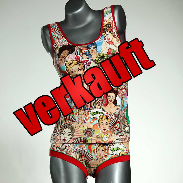 attraktive bequeme ökologische preiswerte Unterwäsche Set für DamenPanty / Hotpant mit Top aus Baumwolle