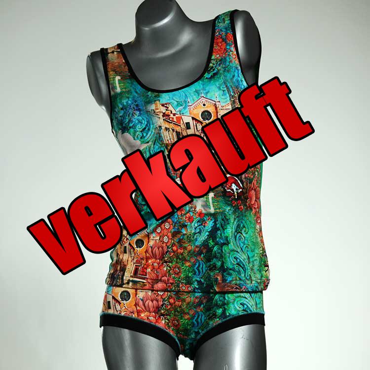 nachhaltige farbige bunte bequeme Unterwäsche Set für DamenPanty / Hotpant mit Top aus Baumwolle