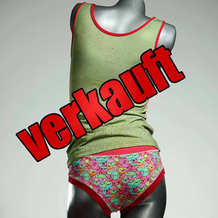 nachhaltige ökologische günstige gemusterte Unterwäsche Set für DamenPanty / Hotpant mit Top aus Baumwolle