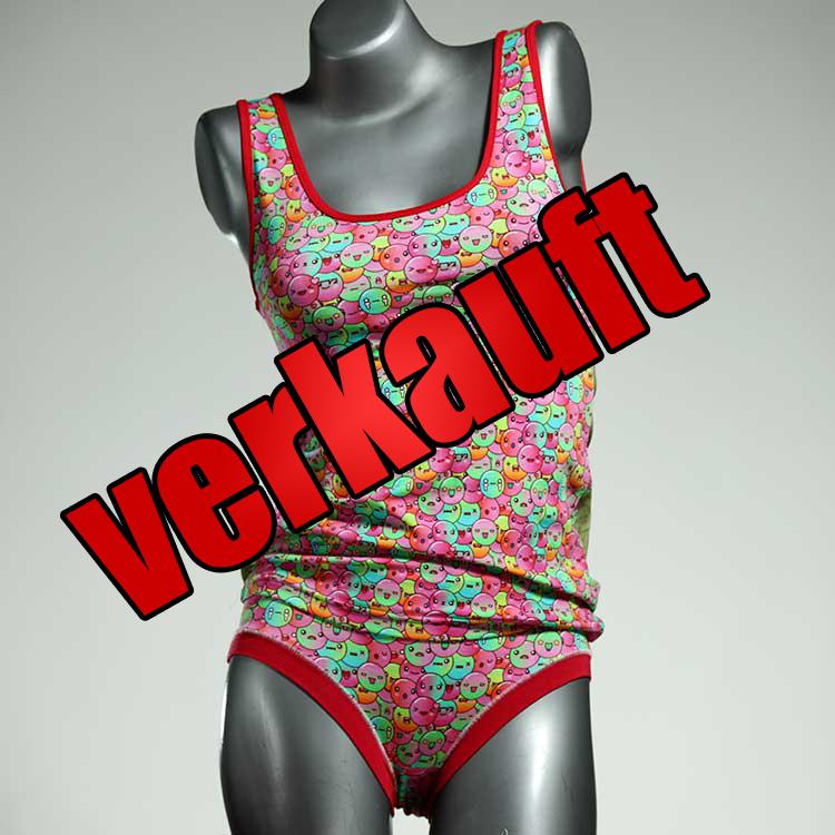 nachhaltige ökologische günstige gemusterte Unterwäsche Set für DamenPanty / Hotpant mit Top aus Baumwolle