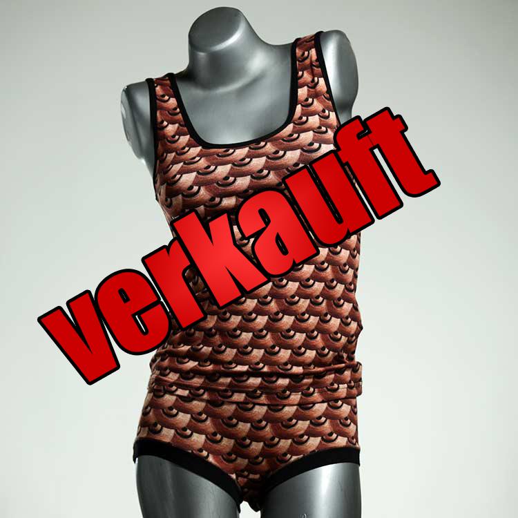 süße nachhaltige günstige gemusterte Unterwäsche Set für DamenPanty / Hotpant mit Top aus Baumwolle