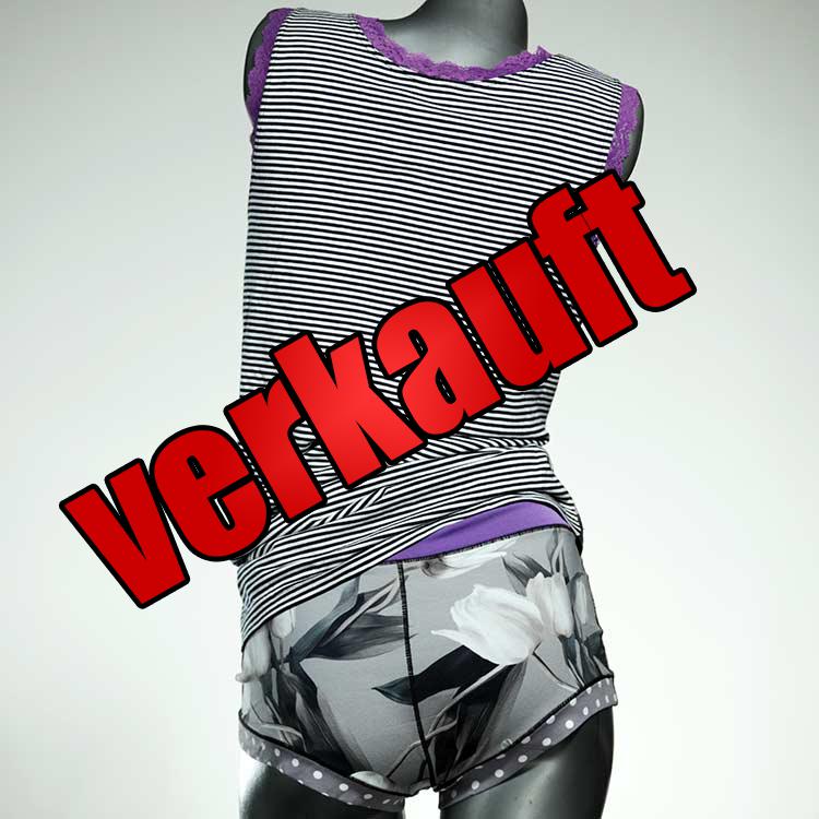 nachhaltige handgemachte bunte gemusterte Unterwäsche Set für DamenPanty / Hotpant mit Top aus Baumwolle