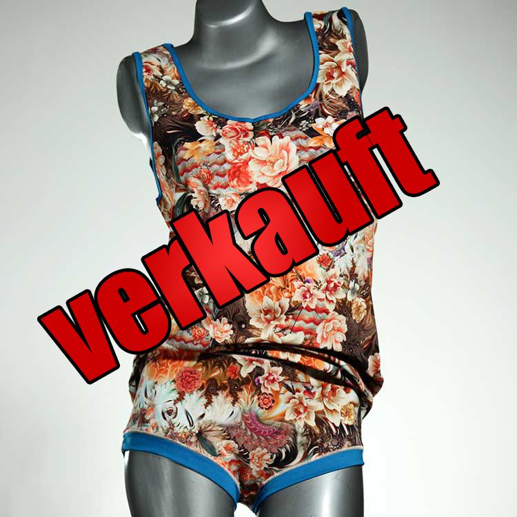 preiswerte ökologische gemusterte farbige Unterwäsche Set für DamenPanty / Hotpant mit Top aus Baumwolle