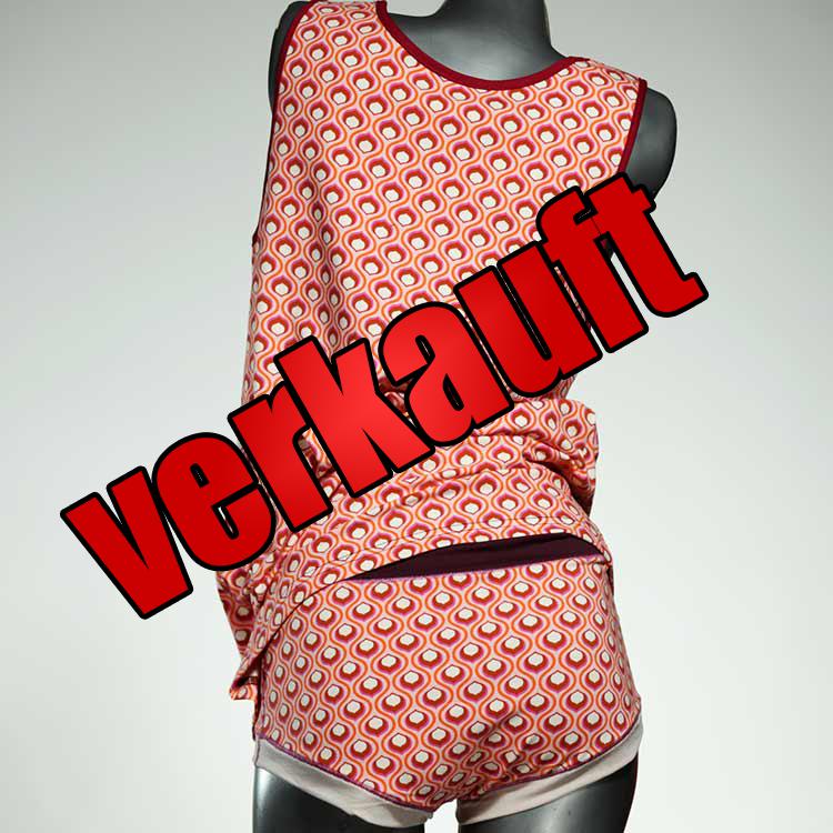 gemusterte sexy ökologische bunte Unterwäsche Set für DamenPanty / Hotpant mit Top aus Baumwolle