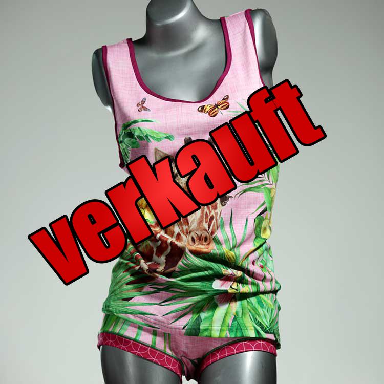 handgemachte nachhaltige farbige bunte Unterwäsche Set für DamenPanty / Hotpant mit Top aus Baumwolle
