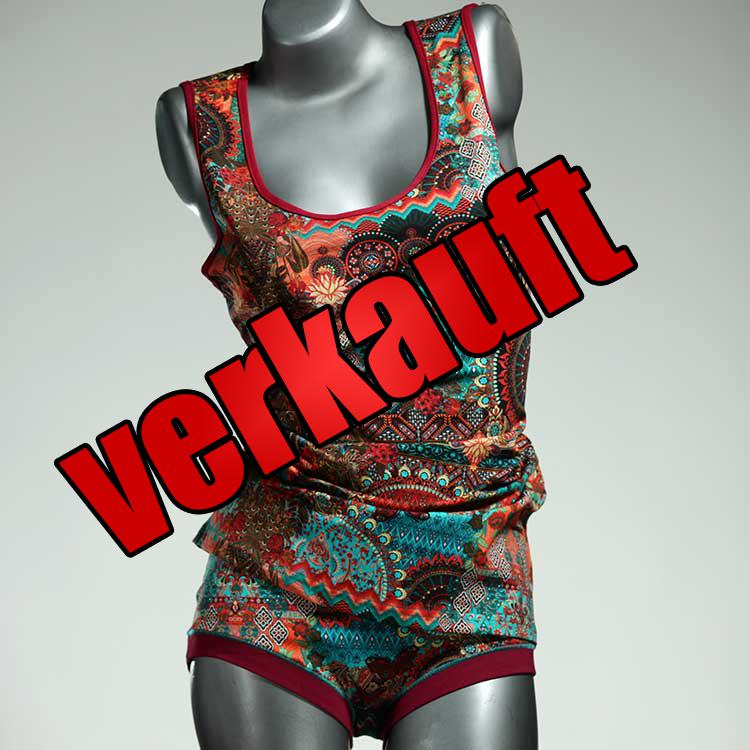 farbige nachhaltige handgemachte ökologische Unterwäsche Set für DamenPanty / Hotpant mit Top aus Baumwolle