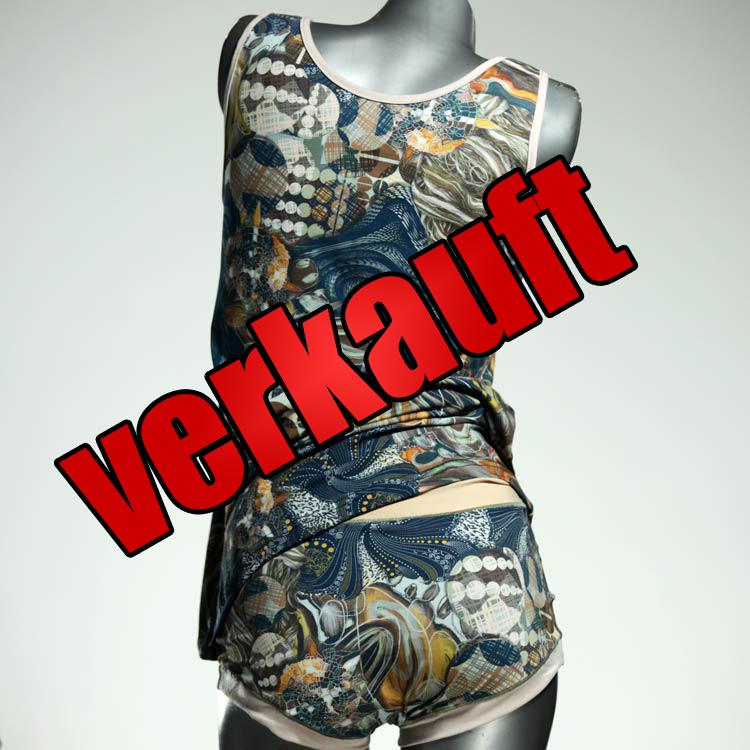 gemusterte ökologische preiswerte sexy Unterwäsche Set für DamenPanty / Hotpant mit Top aus Baumwolle