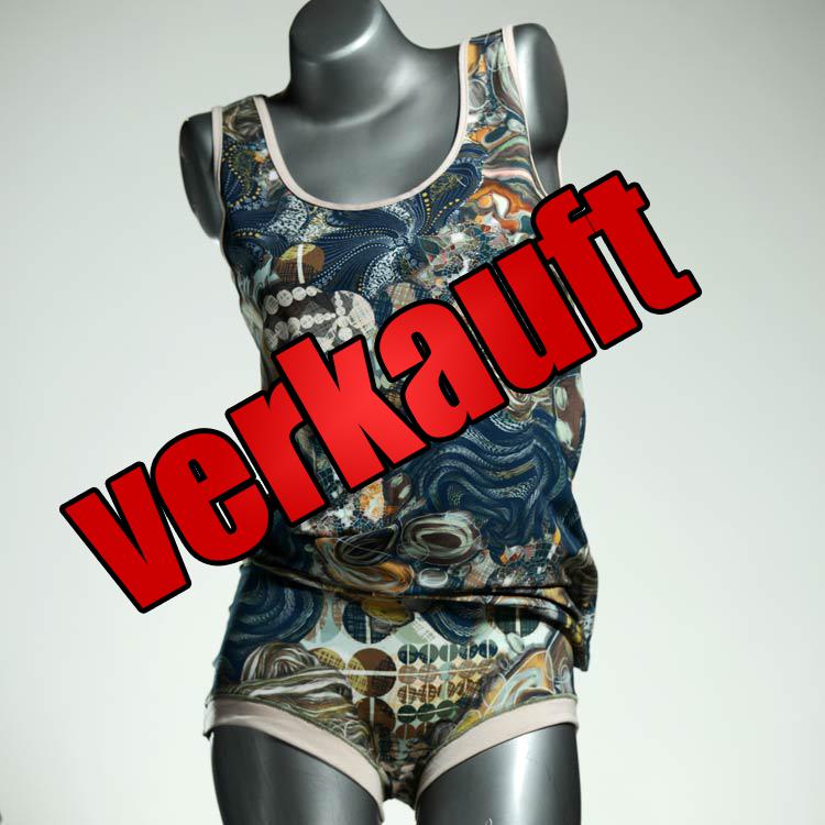 gemusterte ökologische preiswerte sexy Unterwäsche Set für DamenPanty / Hotpant mit Top aus Baumwolle