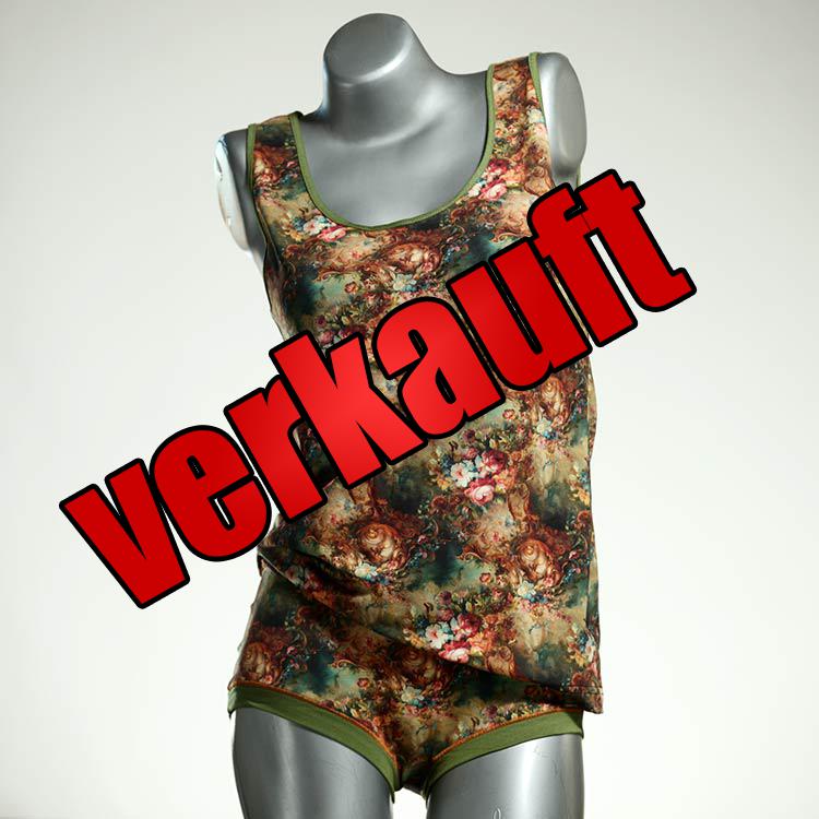 ökologische gemusterte nachhaltige farbige Unterwäsche Set für DamenPanty / Hotpant mit Top aus Baumwolle