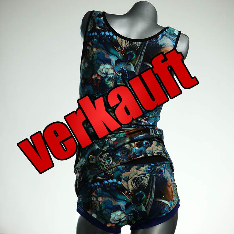 gemusterte attraktive schöne ökologische Unterwäsche Set für DamenPanty / Hotpant mit Top aus Baumwolle