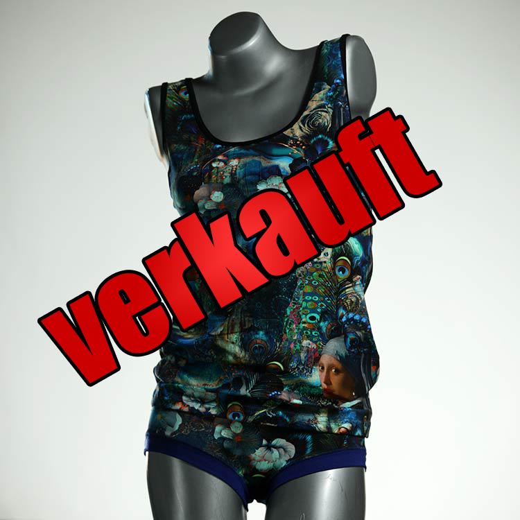 gemusterte attraktive schöne ökologische Unterwäsche Set für DamenPanty / Hotpant mit Top aus Baumwolle