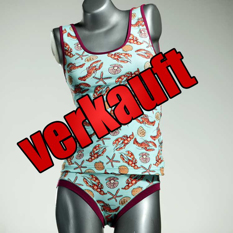 gemusterte günstige attraktive nachhaltige Unterwäsche Set für DamenPanty / Hotpant mit Top aus Baumwolle