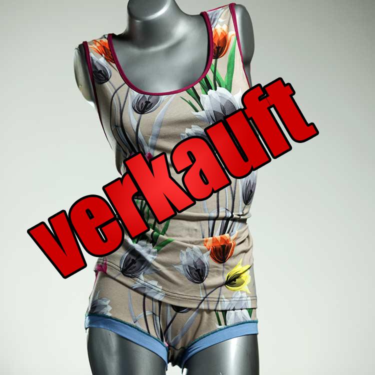 bequeme sexy ökologische attraktive Unterwäsche Set für DamenPanty / Hotpant mit Top aus Baumwolle