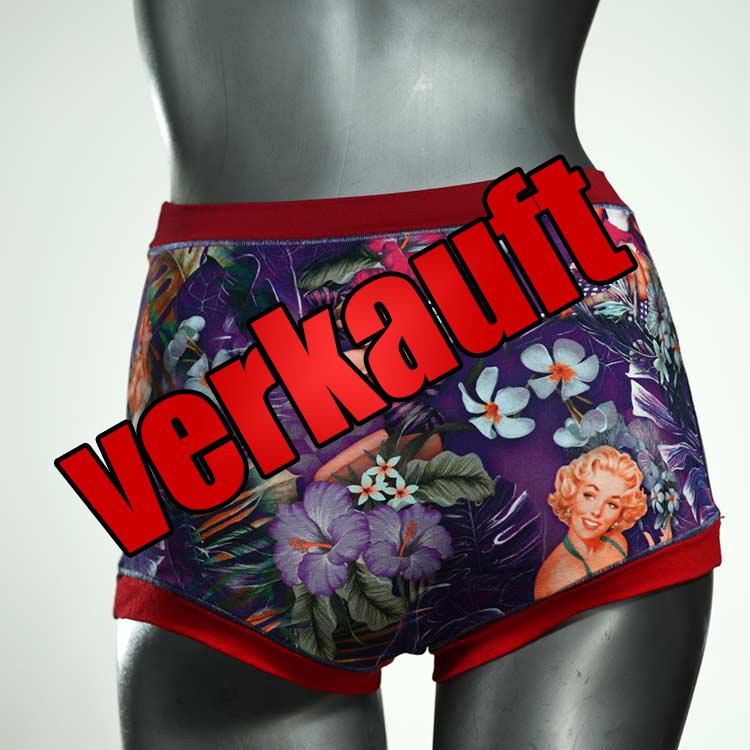 farbige handgemachte nachhaltige gemusterte High waist Hotpant aus Baumwolle, Unterwäsche für Damen