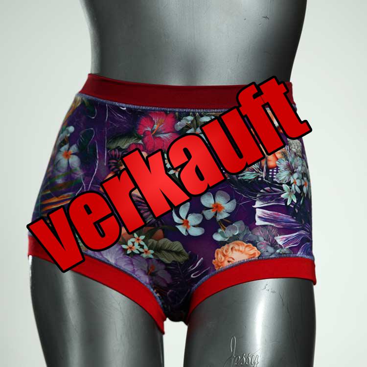 farbige handgemachte nachhaltige gemusterte High waist Hotpant aus Baumwolle, Unterwäsche für Damen